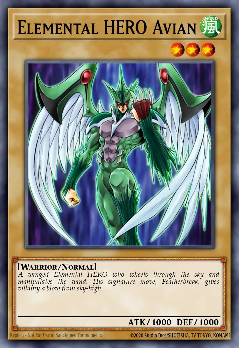 Elemental HERO Avian — Mattel Action Figure promotional cards: Series 3