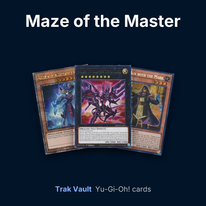 Maze of the Master Yu-Gi-Oh! cards: Silent Magician LV8, Number 107: Galaxy-Eyes Tachyon Dragon and The Man with the Mark