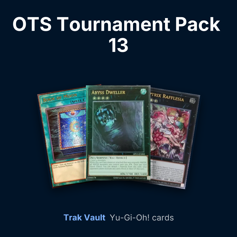 OTS Tournament Pack 13 Yu-Gi-Oh! cards: Book of Moon, Abyss Dweller and Traptrix Rafflesia