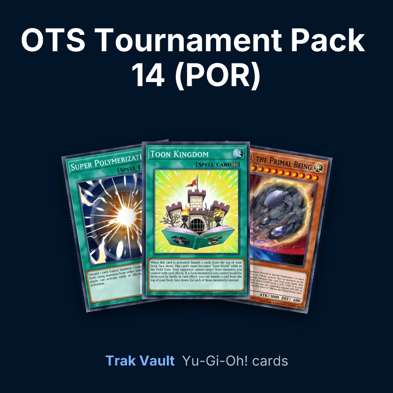 OTS Tournament Pack 14 (POR) Yu-Gi-Oh! cards: Super Polymerization, Toon Kingdom and Nibiru, the Primal Being
