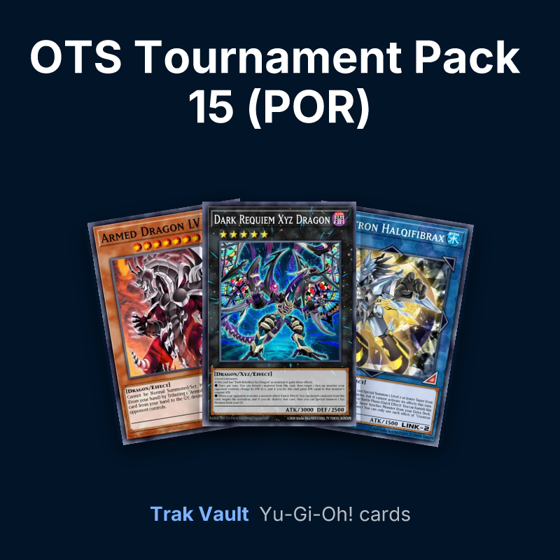 OTS Tournament Pack 15 (POR) Yu-Gi-Oh! cards: Armed Dragon LV10, Dark Requiem Xyz Dragon and Crystron Halqifibrax