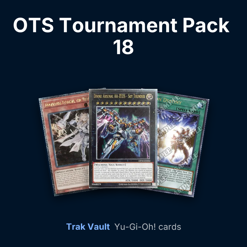 OTS Tournament Pack 18 Yu-Gi-Oh! cards: Dogmatika Ecclesia, the Virtuous, Divine Arsenal AA-ZEUS - Sky Thunder and Fusion Destiny