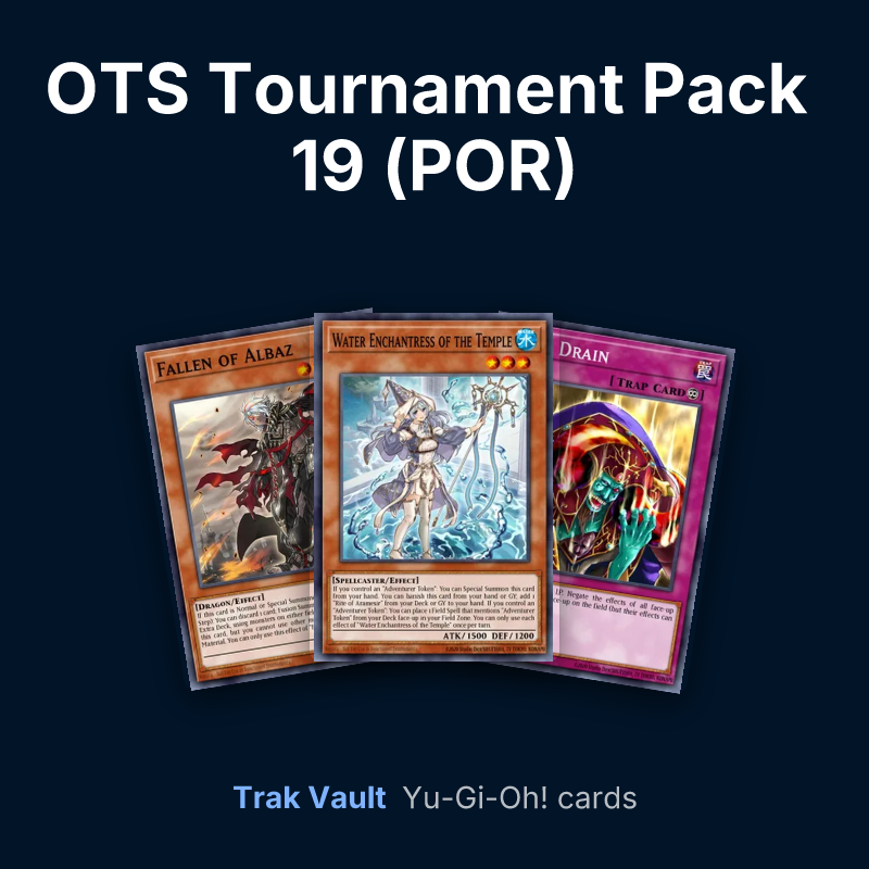 OTS Tournament Pack 19 (POR) Yu-Gi-Oh! cards: Fallen of Albaz, Water Enchantress of the Temple and Skill Drain