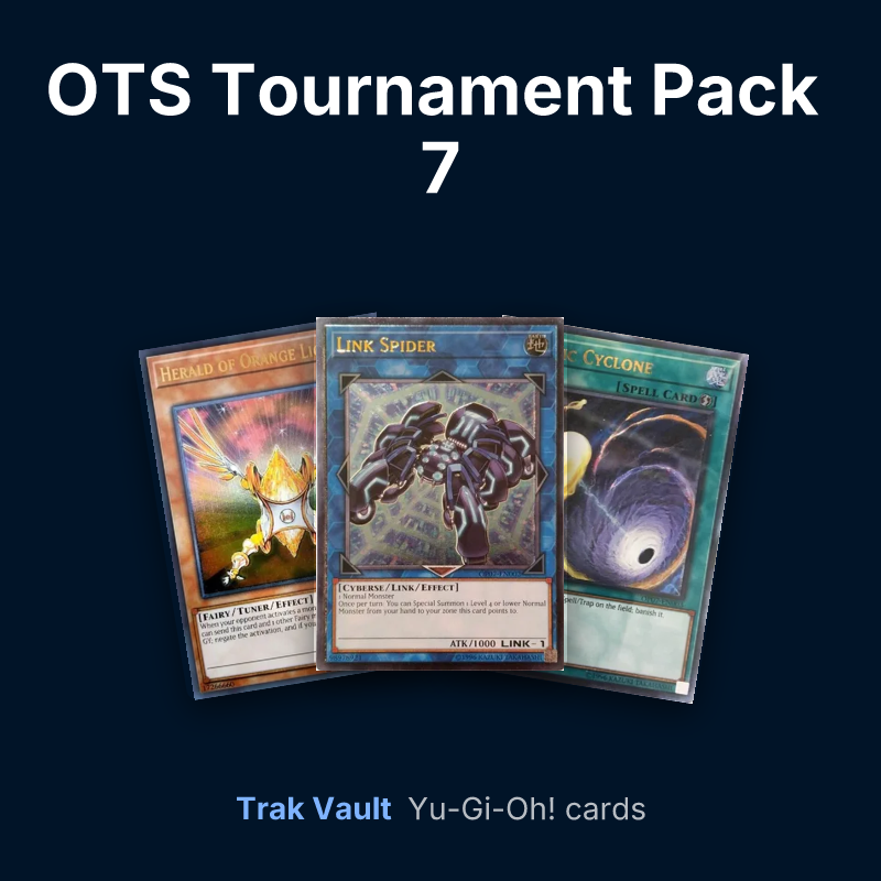 OTS Tournament Pack 7 Yu-Gi-Oh! cards: Herald of Orange Light, Link Spider and Cosmic Cyclone