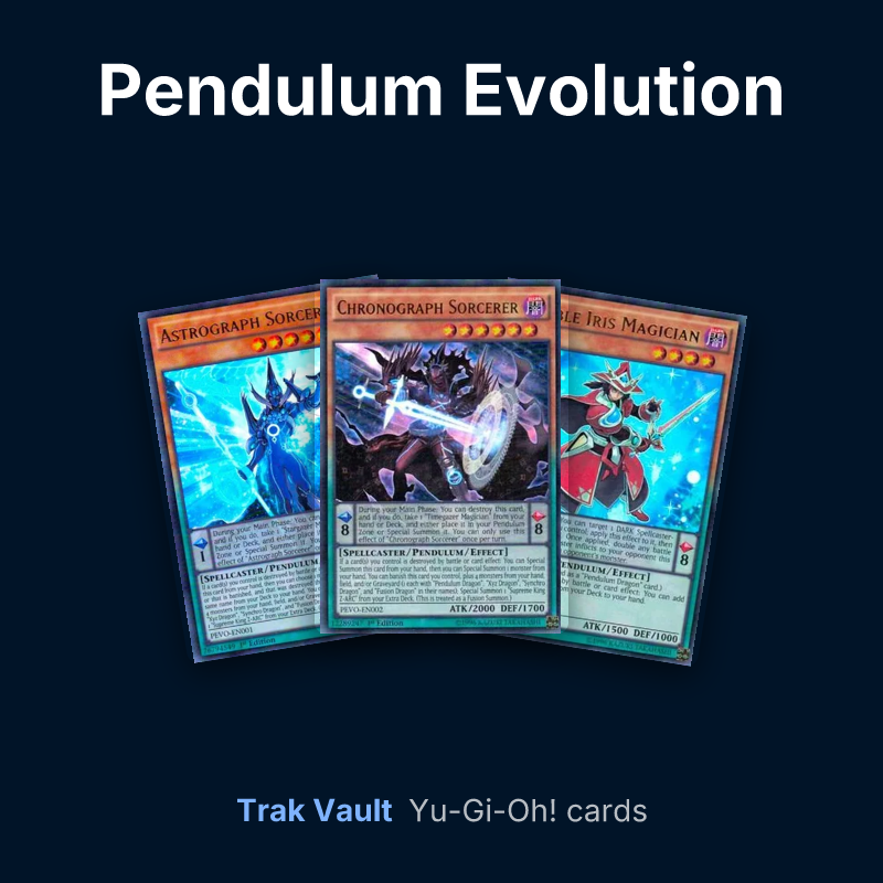 Pendulum Evolution Yu-Gi-Oh! cards: Astrograph Sorcerer, Chronograph Sorcerer and Double Iris Magician