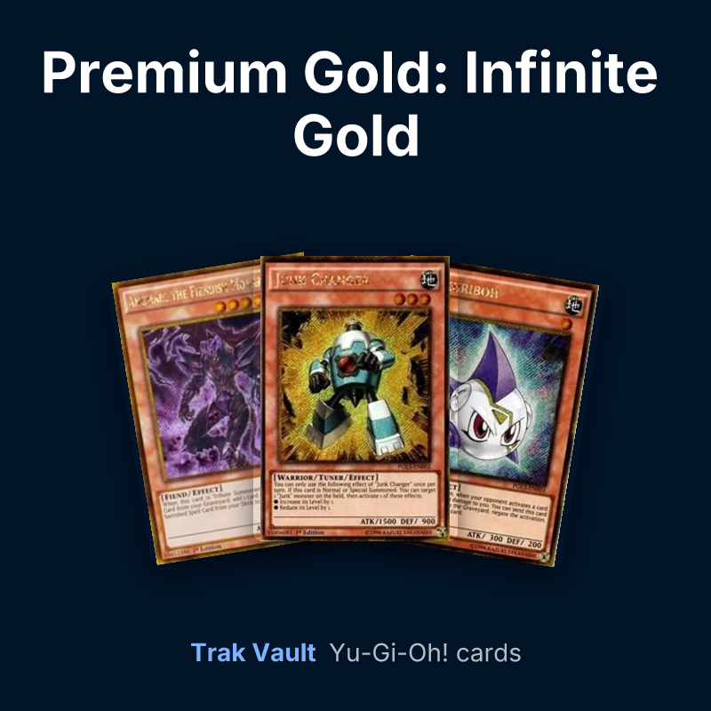 Premium Gold: Infinite Gold Yu-Gi-Oh! cards: Angmarl the Fiendish Monarch, Junk Changer and Junkuriboh