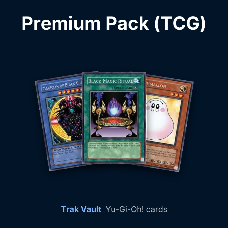 Premium Pack (TCG) Yu-Gi-Oh! cards: Magician of Black Chaos, Black Magic Ritual and Marshmallon
