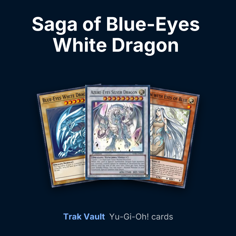Saga of Blue-Eyes White Dragon Structure Deck Yu-Gi-Oh! cards: Blue-Eyes White Dragon, Azure-Eyes Silver Dragon and Maiden with Eyes of Blue
