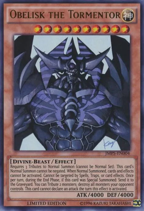 Obelisk the Tormentor — Shonen Jump Scholastic Edition Vol. 9, Issue 1 promotional card