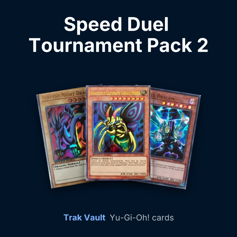 Speed Duel Tournament Pack 2 Yu-Gi-Oh! cards: Serpent Night Dragon, Perfectly Ultimate Great Moth and Barrel Dragon