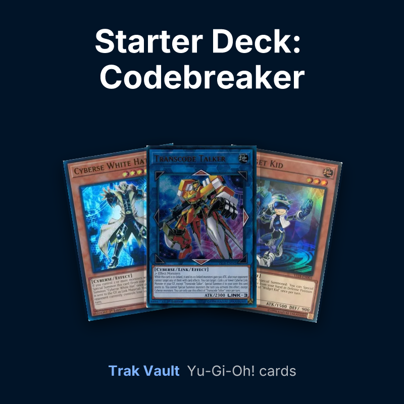 Starter Deck: Codebreaker Yu-Gi-Oh! cards: Cyberse White Hat, Transcode Talker and Widget Kid