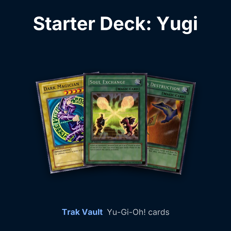 Starter Deck: Yugi Yu-Gi-Oh! cards: Dark Magician, Soul Exchange and Card Destruction