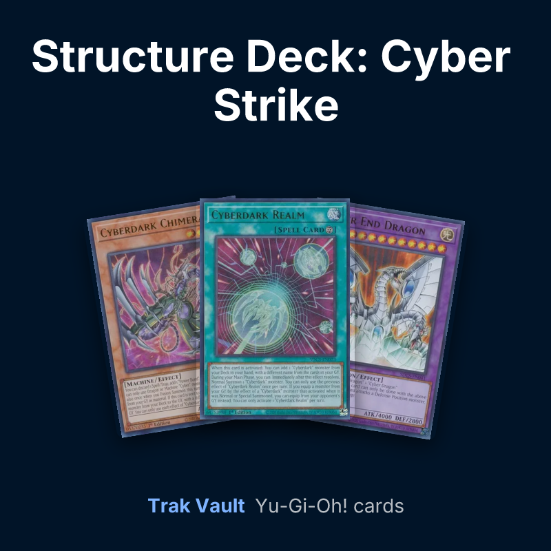 Structure Deck: Cyber Strike Yu-Gi-Oh! cards: Cyberdark Chimera, Cyberdark Realm and Cyber End Dragon