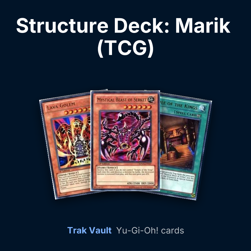 Structure Deck: Marik (TCG) Yu-Gi-Oh! cards: Lava Golem, Mystical Beast of Serket and Temple of the Kings