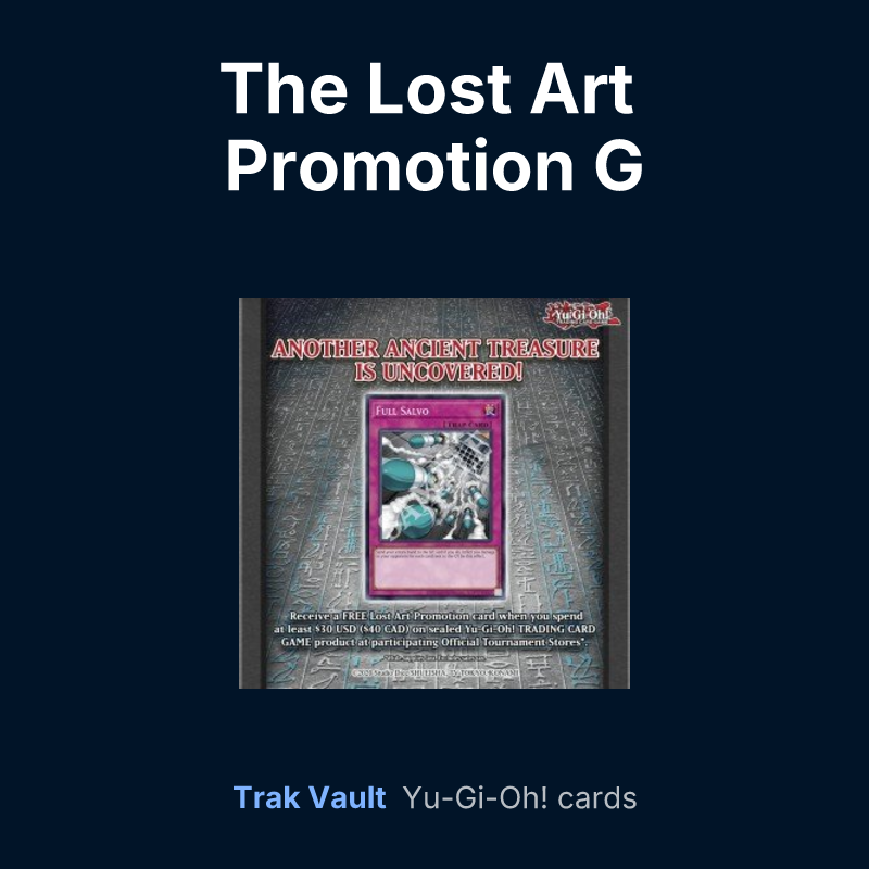 The Lost Art Promotion G — Yu-Gi-Oh! card list