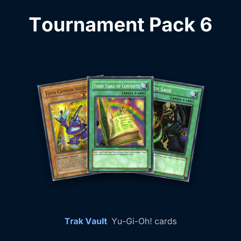 Tournament Pack 6 Yu-Gi-Oh! cards: Toon Cannon Soldier, Toon Table of Contents and Fusion Sage