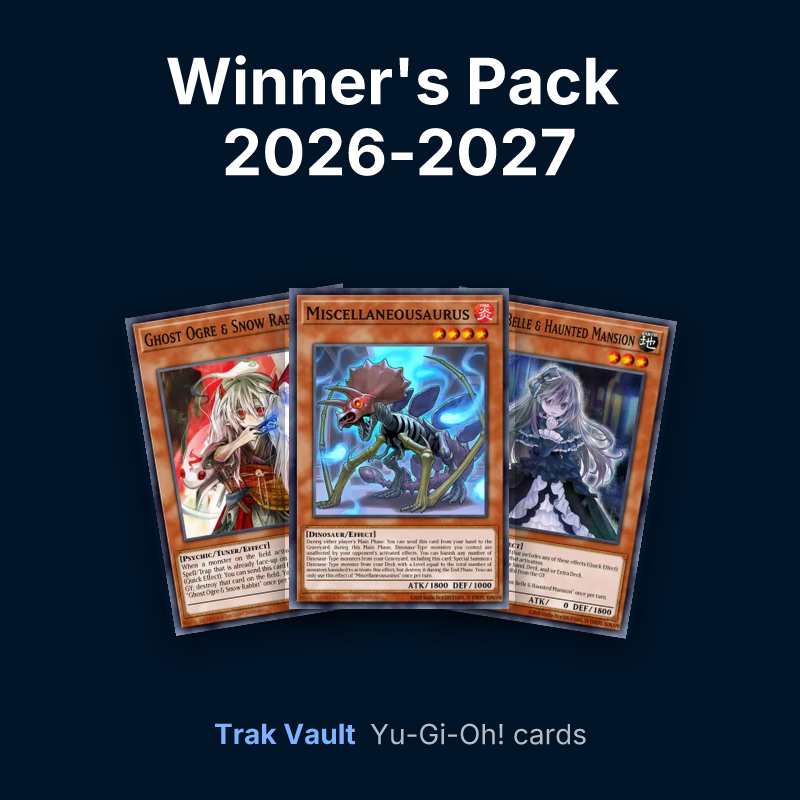 Winner's Pack 2026-2027 Yu-Gi-Oh! cards: Ghost Ogre & Snow Rabbit, Miscellaneousaurus and Ghost Belle & Haunted Mansion