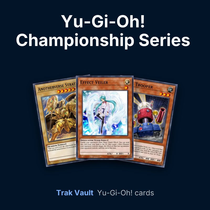 Yu-Gi-Oh! Championship Series 2025 prize cards Yu-Gi-Oh! cards: Anotherverse Stratios, Effect Veiler and Card Trooper