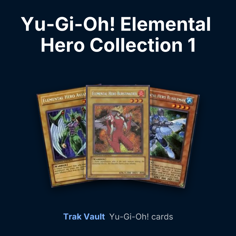 Yu-Gi-Oh! Elemental Hero Collection 1 Yu-Gi-Oh! cards: Elemental HERO Avian, Elemental HERO Burstinatrix and Elemental HERO Bubbleman