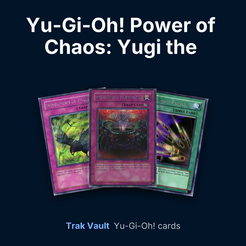 Yu-Gi-Oh! Power of Chaos: Yugi the Destiny promotional cards Yu-Gi-Oh! cards: Windstorm of Etaqua, Anti-Spell Fragrance and Thousand Knives